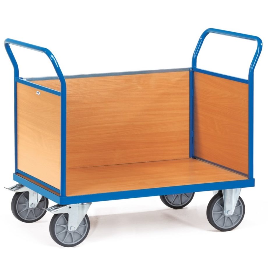 Carro plataforma de carga con tres paredes de madera - 600kg Sitramo's Carretillas